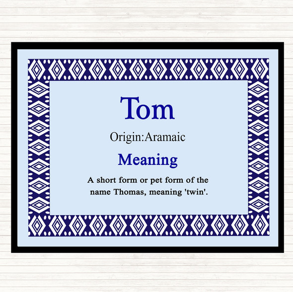 Tom Name Meaning Placemat Blue