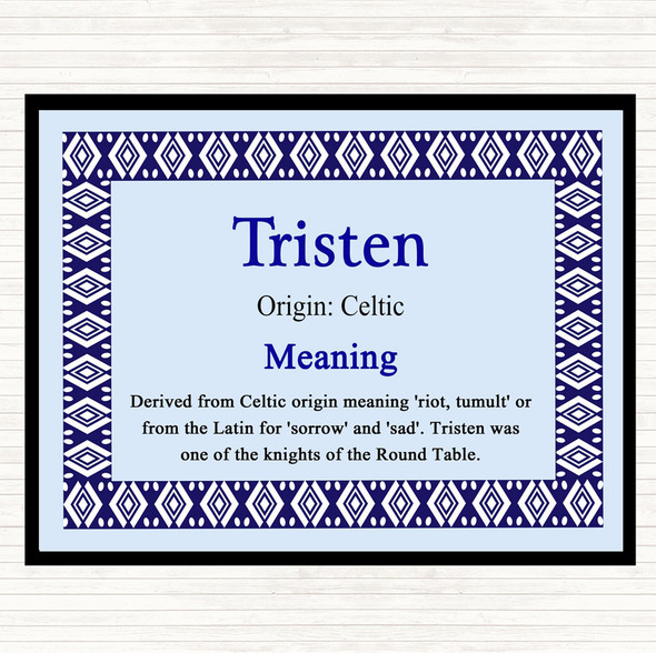 Tristen Name Meaning Placemat Blue