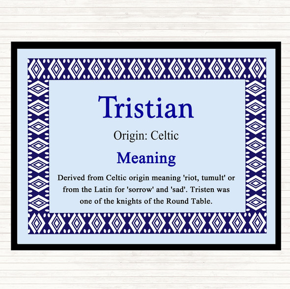 Tristian Name Meaning Placemat Blue