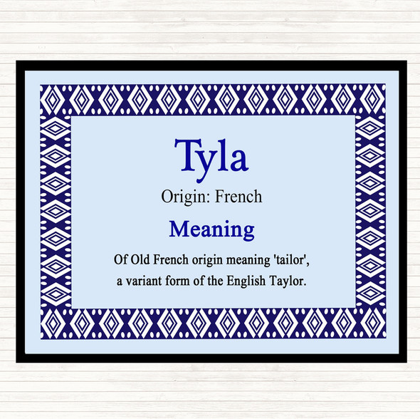 Tyla Name Meaning Placemat Blue