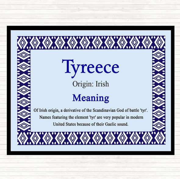 Tyreece Name Meaning Placemat Blue