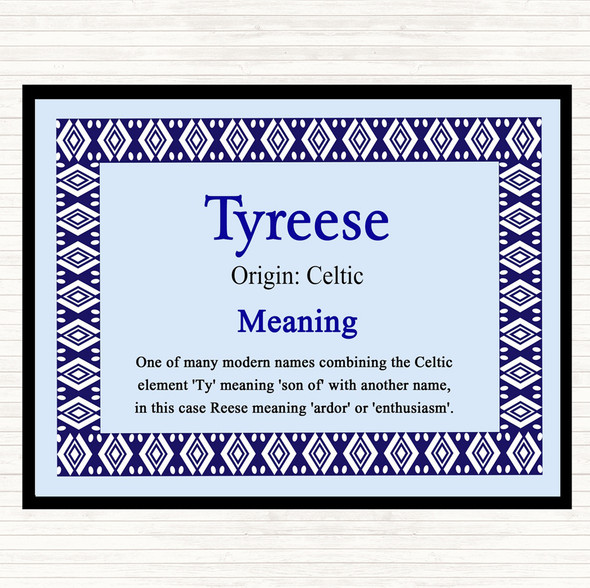 Tyreese Name Meaning Placemat Blue