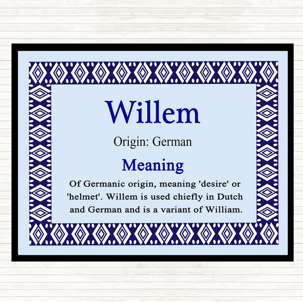 Willem Name Meaning Placemat Blue