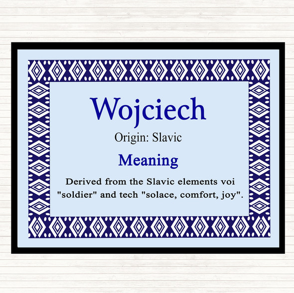 Wojciech Name Meaning Placemat Blue