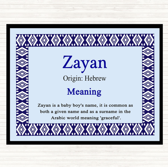 Zayan Name Meaning Placemat Blue