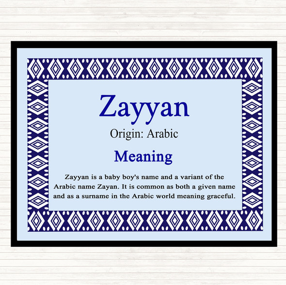 Zayyan Name Meaning Placemat Blue