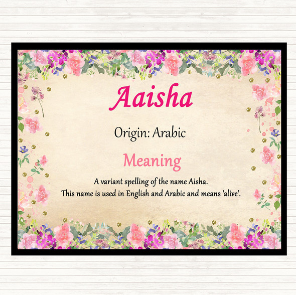 Aaisha Name Meaning Placemat Floral