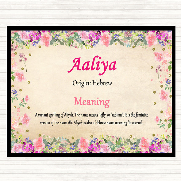 Aaliya Name Meaning Placemat Floral