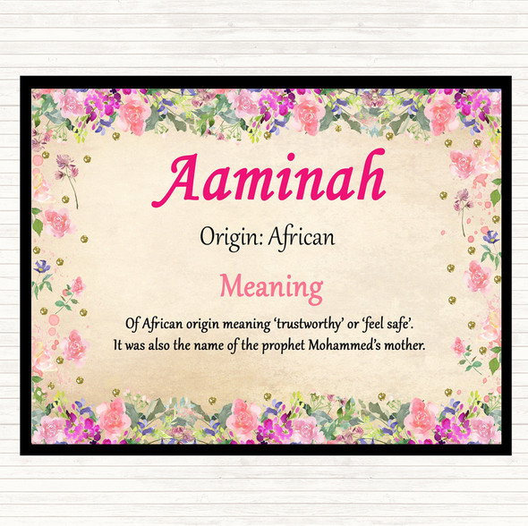 Aaminah Name Meaning Placemat Floral
