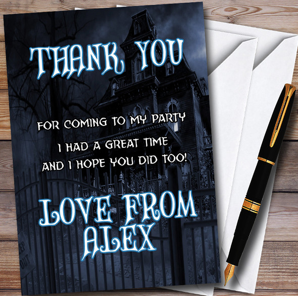 Dark Haunted House Customised Halloween Party Thank You Cards