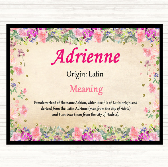 Adrienne Name Meaning Placemat Floral