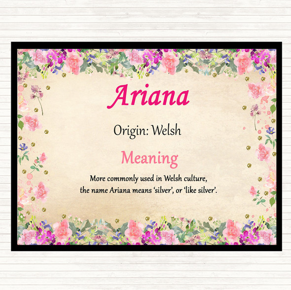 Ariana Name Meaning Placemat Floral