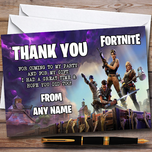 Fortnite Customised Children's Birthday Party Thank You Cards