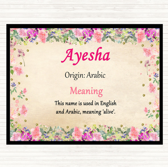 Ayesha Name Meaning Placemat Floral