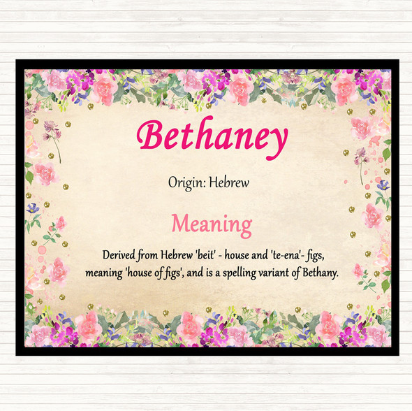 Bethaney Name Meaning Placemat Floral
