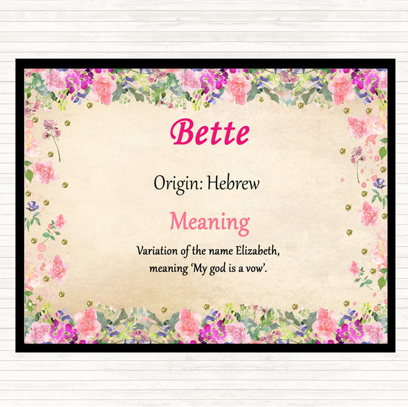 Bette Name Meaning Placemat Floral