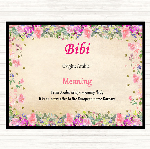 Bibi Name Meaning Placemat Floral