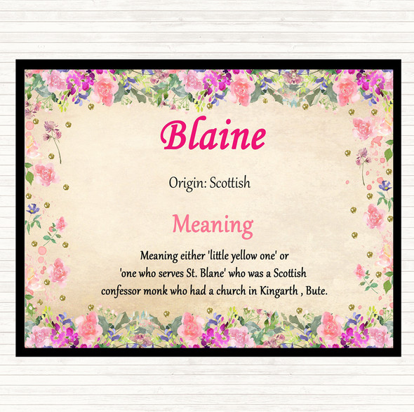 Blaine Name Meaning Placemat Floral