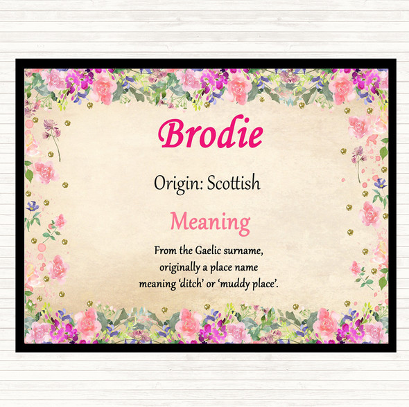 Brodie Name Meaning Placemat Floral