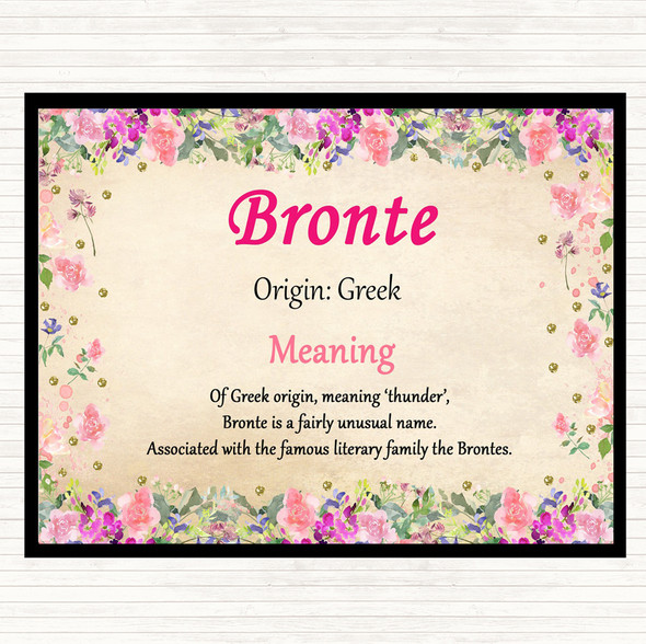 Bronte Name Meaning Placemat Floral