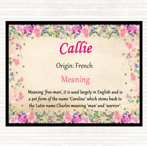 Callie Name Meaning Placemat Floral