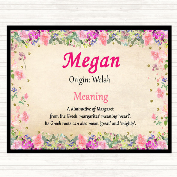 Megan Name Meaning Placemat Floral