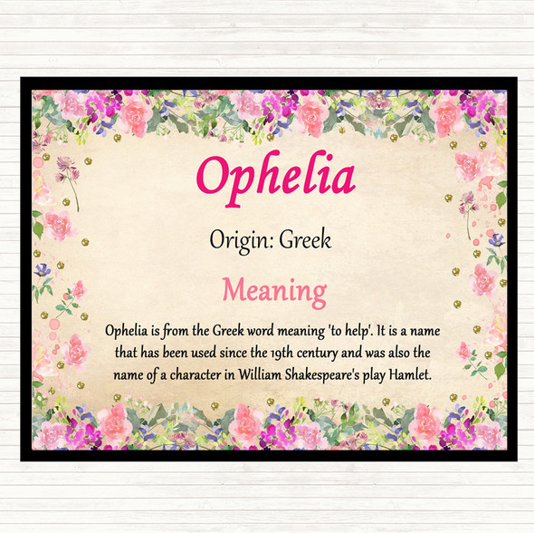Ophelia Name Meaning Placemat Floral