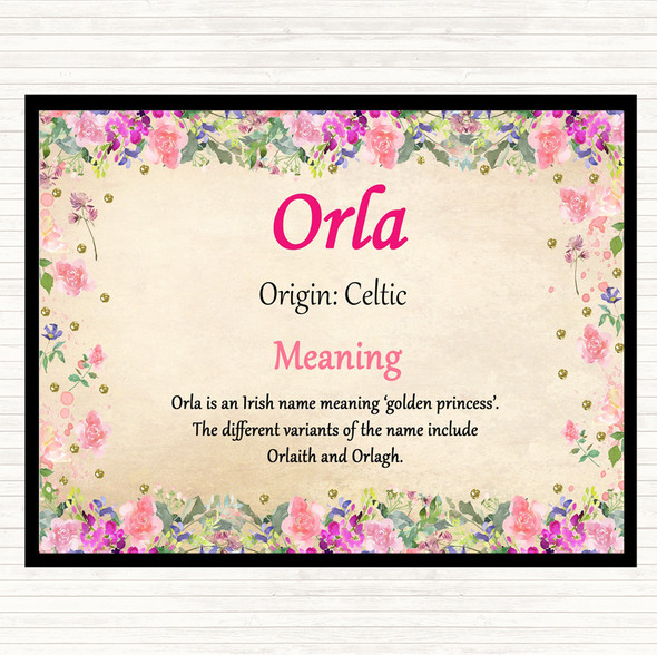 Orla Name Meaning Placemat Floral