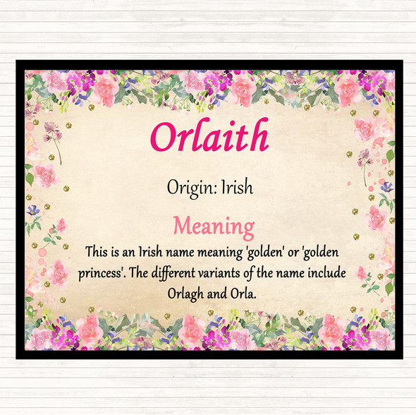 Orlaith Name Meaning Placemat Floral