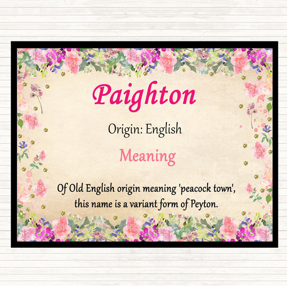 Paighton Name Meaning Placemat Floral