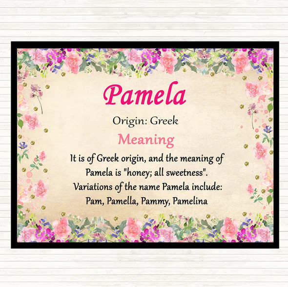 Pamela Name Meaning Placemat Floral