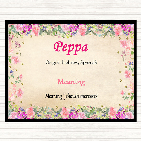 Peppa Name Meaning Placemat Floral