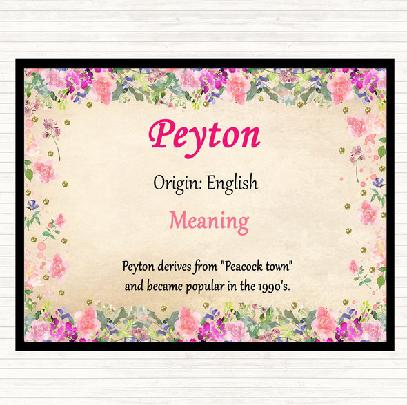 Peyton Name Meaning Placemat Floral