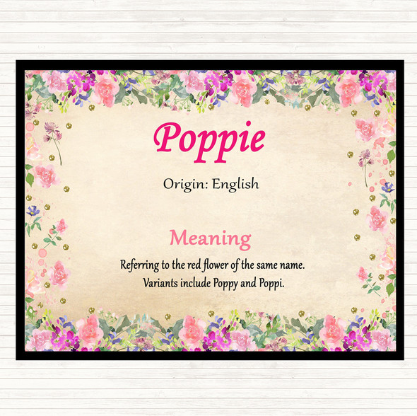 Poppie Name Meaning Placemat Floral