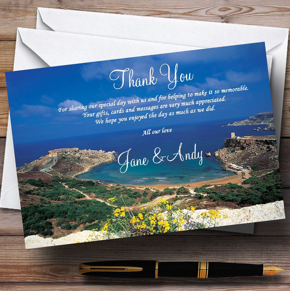 Malta Jetting Off Abroad Customised Wedding Thank You Cards