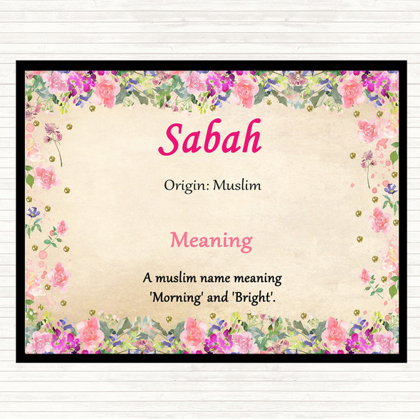 Sabah Name Meaning Placemat Floral