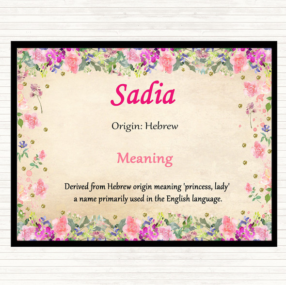 Sadia Name Meaning Placemat Floral