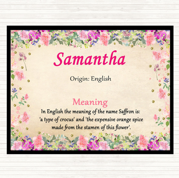 Samantha Name Meaning Placemat Floral