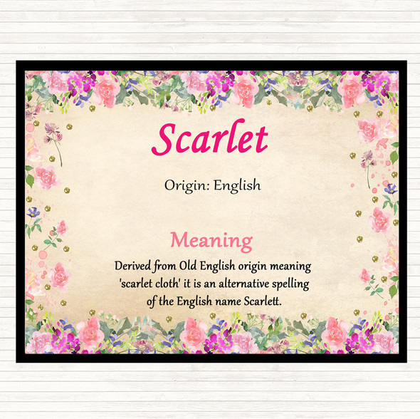 Scarlet Name Meaning Placemat Floral