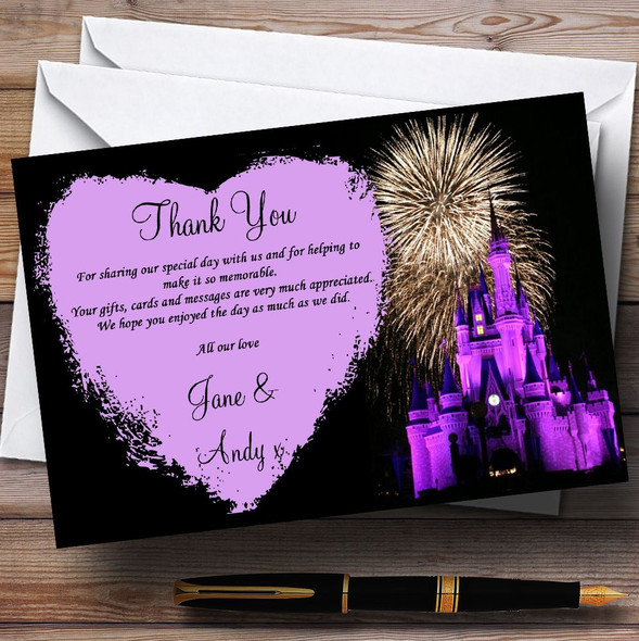 Disney Castle Fireworks Customised Wedding Thank You Cards