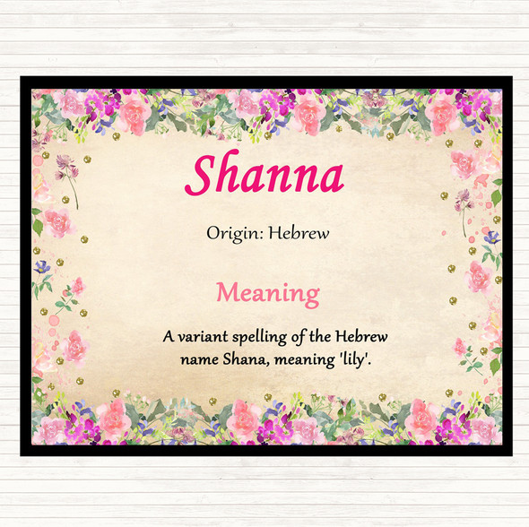 Shanna Name Meaning Placemat Floral
