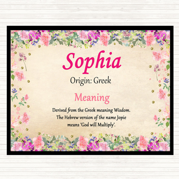 Sophia Name Meaning Placemat Floral