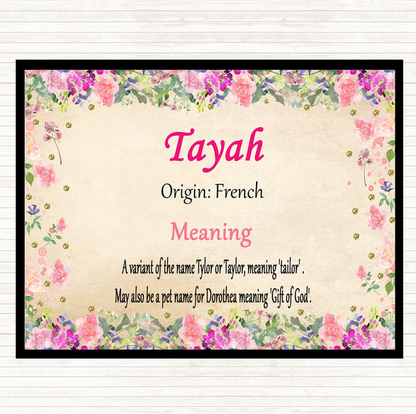 Tayah Name Meaning Placemat Floral