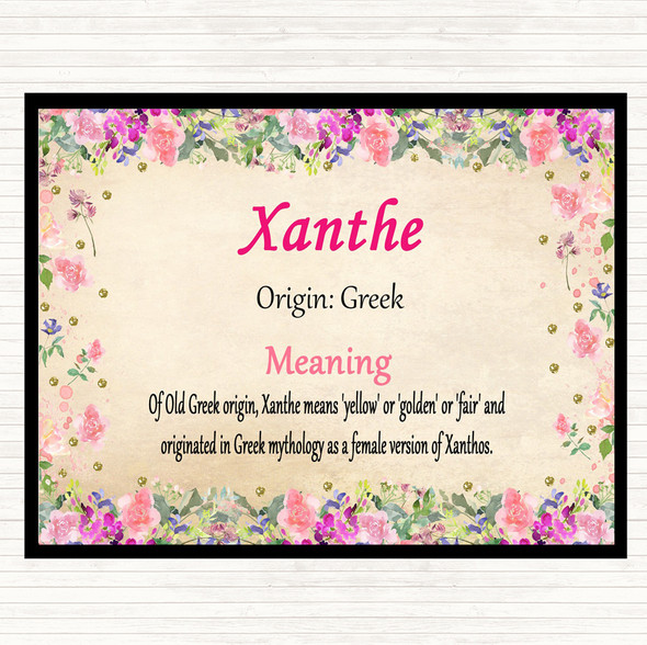 Xanthe Name Meaning Placemat Floral