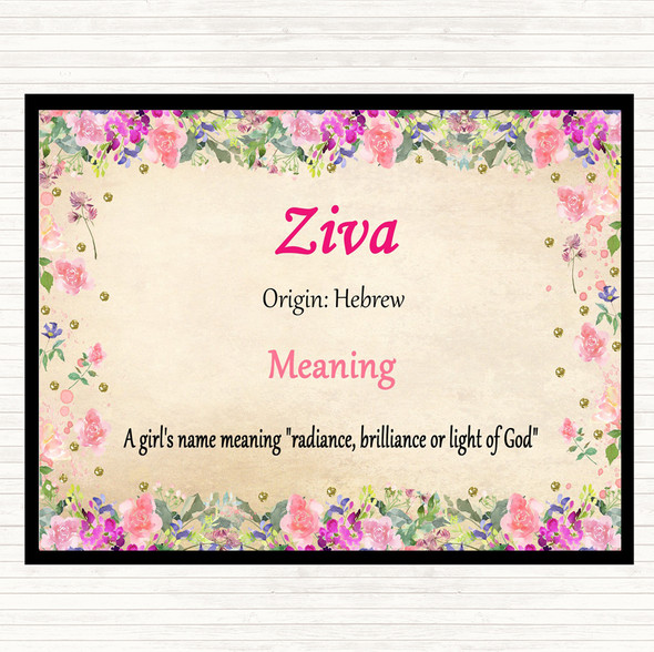 Ziva Name Meaning Placemat Floral