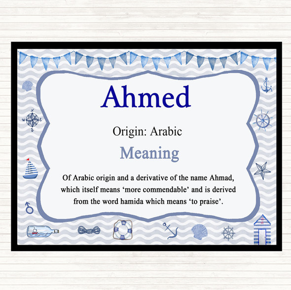 Ahmed Name Meaning Placemat Nautical