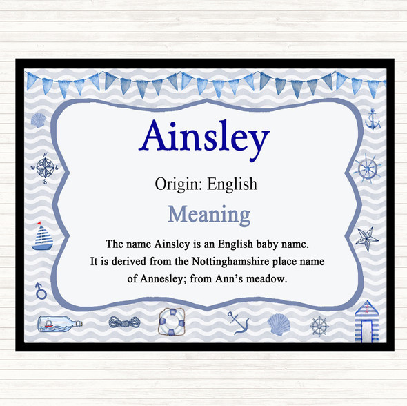 Ainsley Name Meaning Placemat Nautical