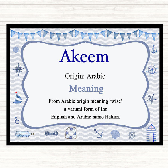 Akeem Name Meaning Placemat Nautical