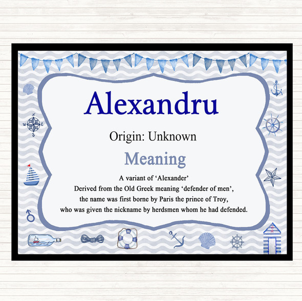 Alexandru Name Meaning Placemat Nautical