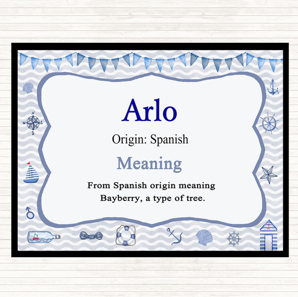 Arlo Name Meaning Placemat Nautical